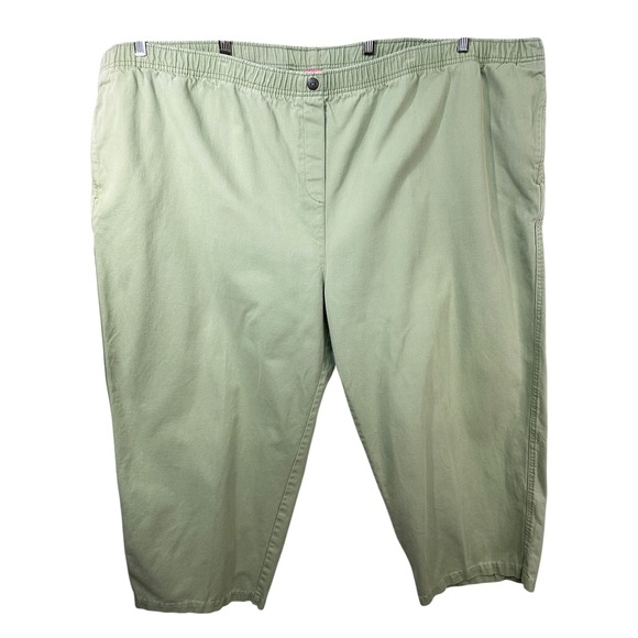 Woman Within Pants - Woman Within Plus‎ Size 36T Cropped Pants Capri Sage Green Cotton Elastic 1577